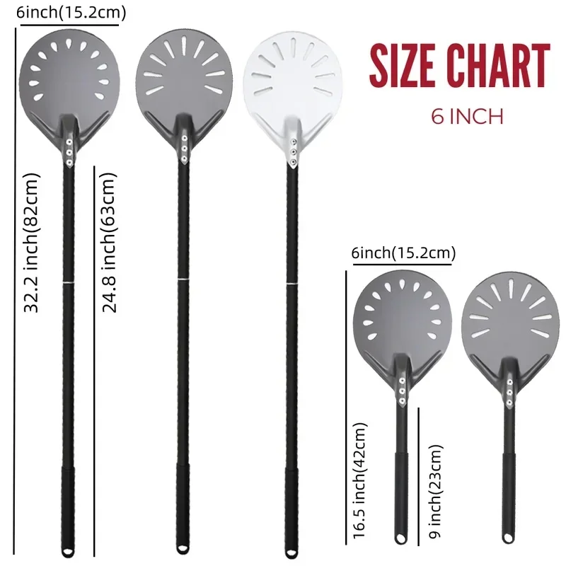 6-14 Inch Hard Anodized Aluminum Pizza Peel, Baking Spatula Paddle for Pizza Oven Bread Making