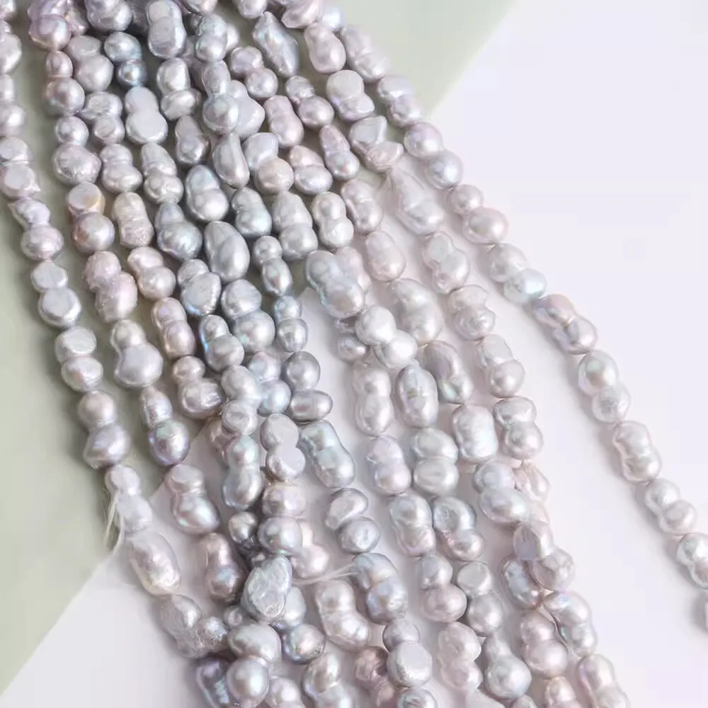 1string freshwater pearl  gray  baroque 10-13mm 38cm for making jewelry DIY  FPPJ wholesale loose beads