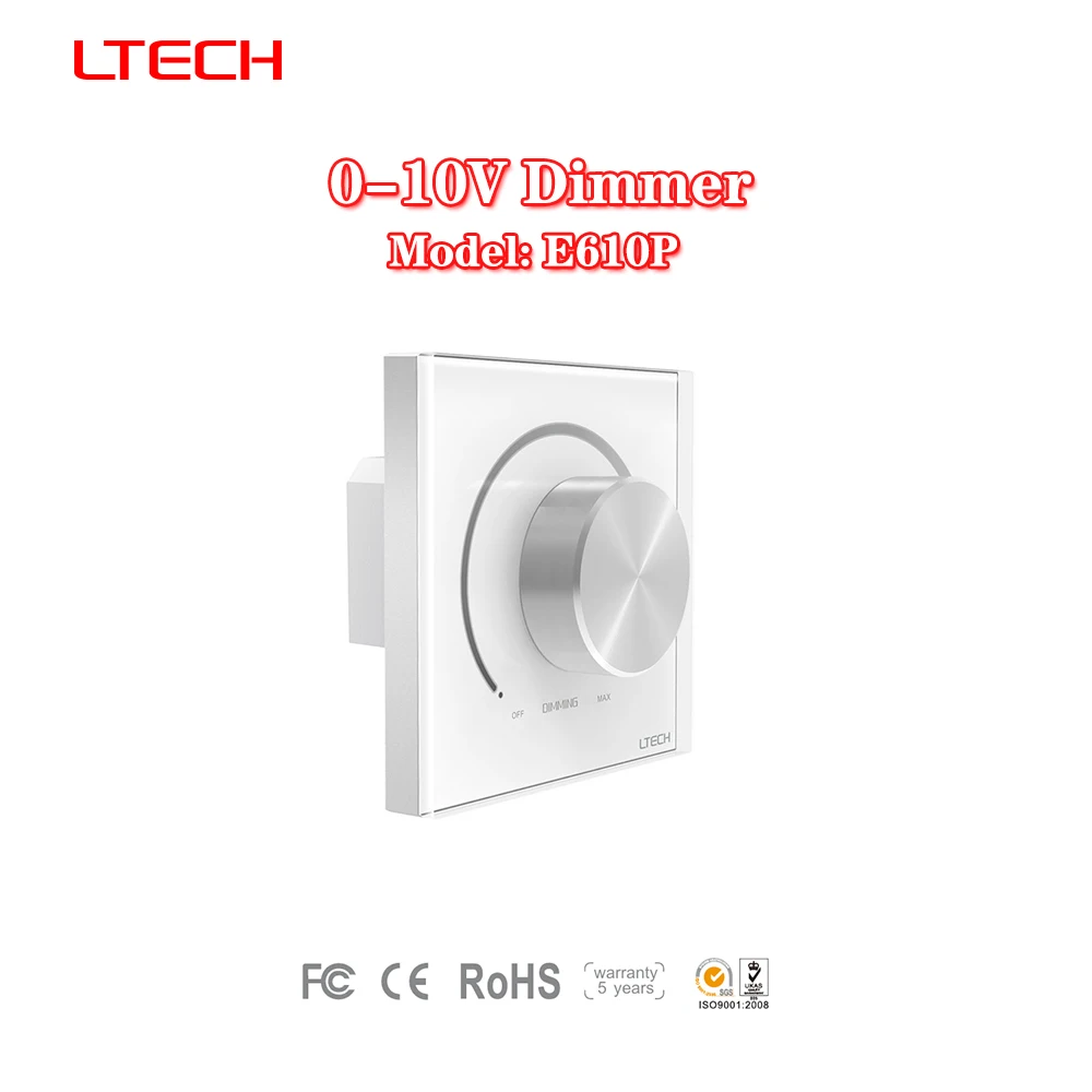 

LTECH E610P AC100~240V 5A 86 Knob 0-10V 15mA Dimmer Switch Brightness Adjustment Controller