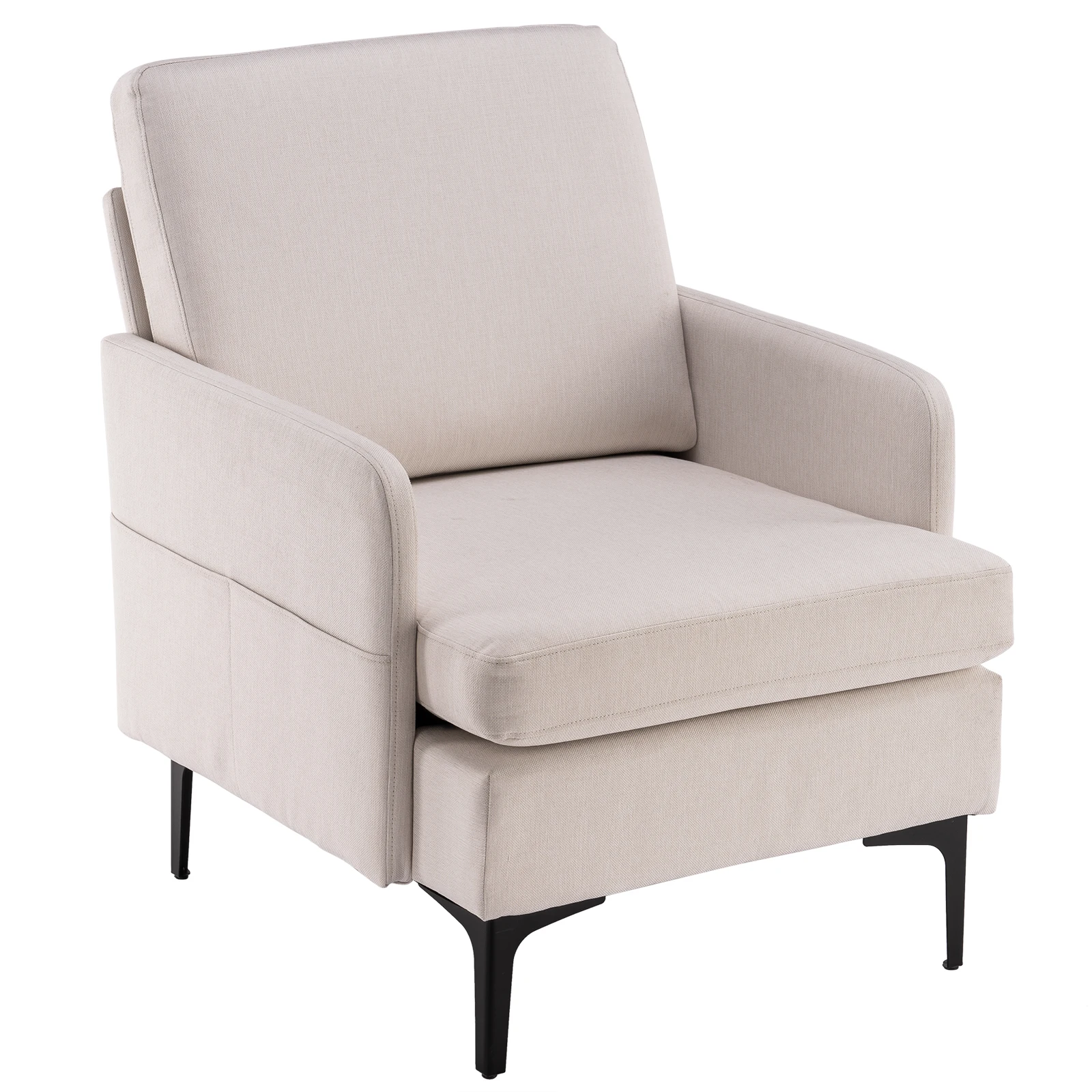 

Lounge Chair, Comfy Single Sofa Accent Chair for Bedroom Living Room Guestroom, Beige