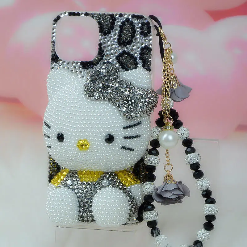 Hello Kitty Diamond Phone Case for iPhone, Anime, Handmade, Rhinestone, 11, 12, 13, Original, 14 Pro Max, 7, 15 Plus