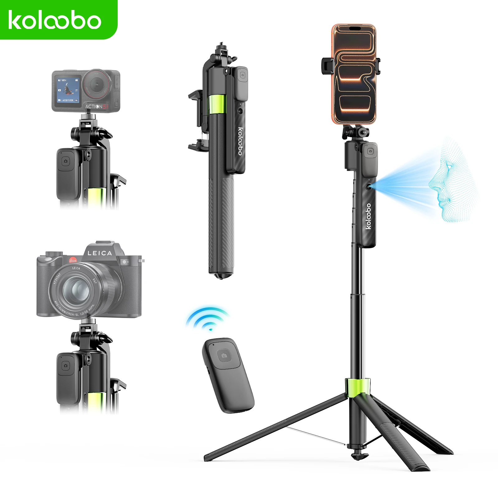 

74" AI Face Tracking Gimbal Stand Selfie Stick with 1/4”Screw Bluetooth Remote Photography Tripod for iPhone Vlog Streaming