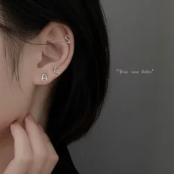 1 Single Initial Letter Alphabet Stud Earring for Women Girl