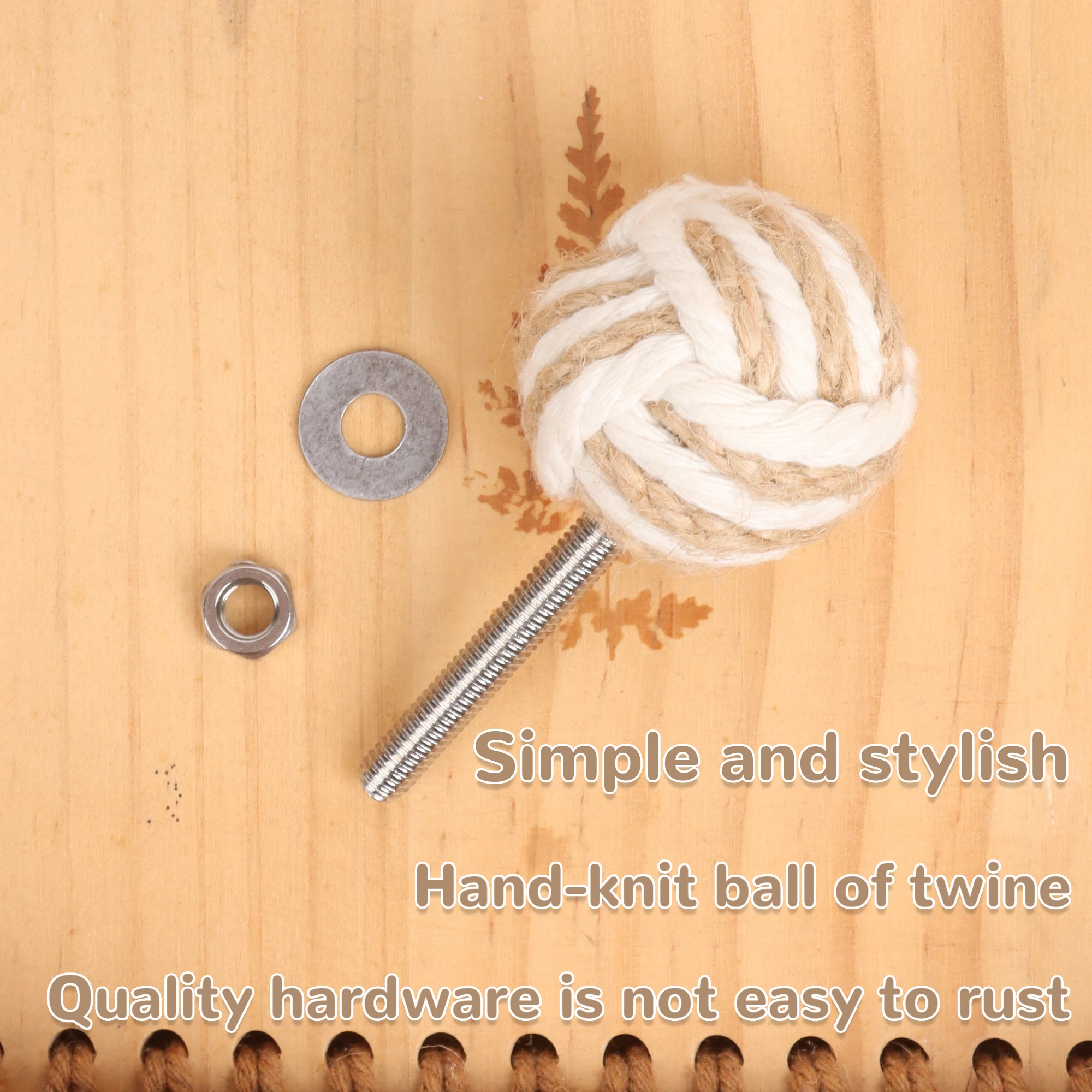Hemp Rope Drawer Knobs Round Handmade Cabinets Dresser Handles Wood Kitchen Cupboard Wardrobe Door Pulls for Furniture