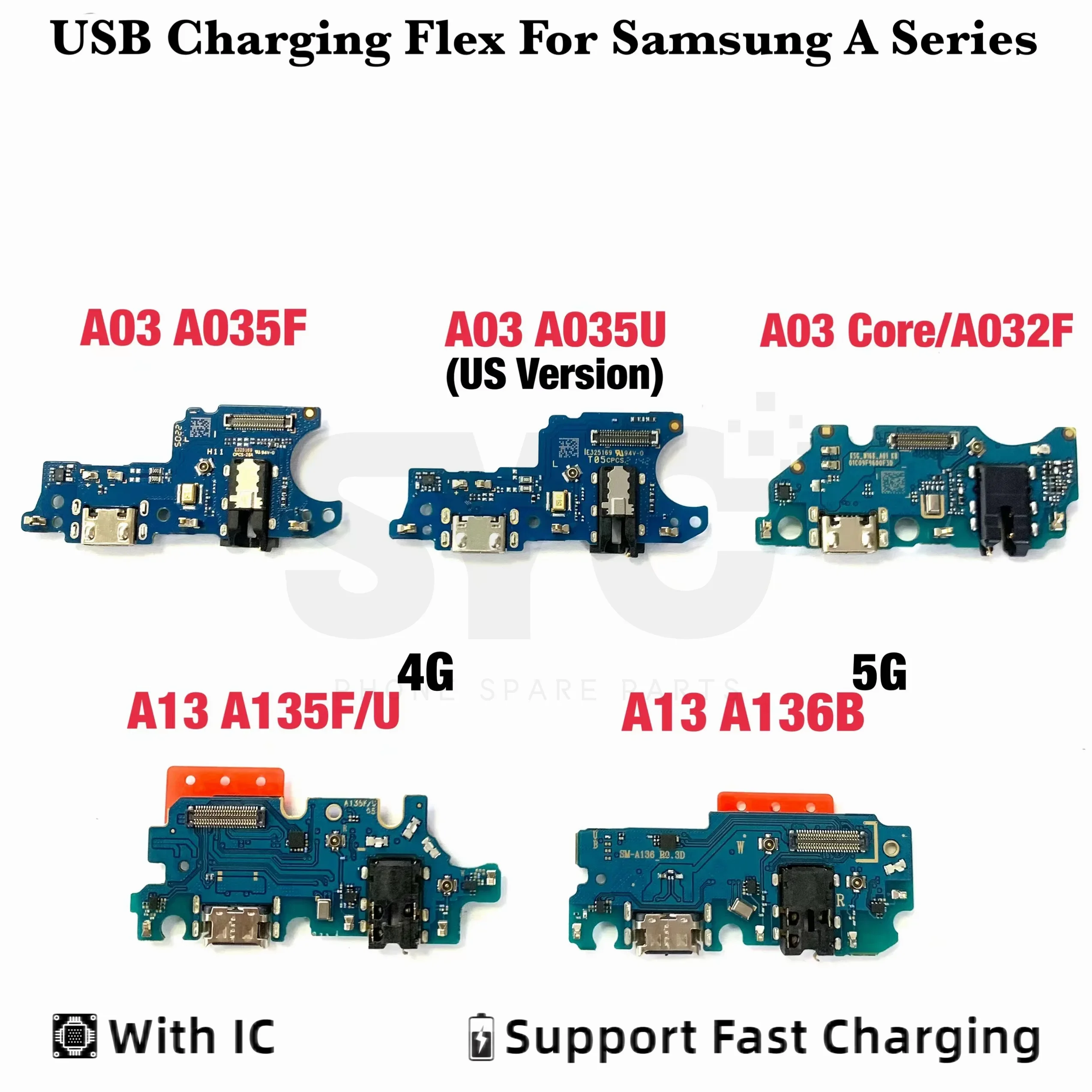 

USB Charger Port Jack Dock Connector Flex Cable For Samsung A03 Core A035 A13 A135F A032F A136 Charging Board Module Ports