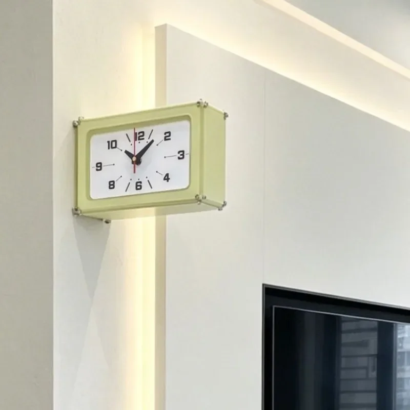 Double Sided Wall Clock Noiseless Interior Minimalist Vintage Acrylic Clocks Creative Home Decor Clock Living Room Elegant Watch