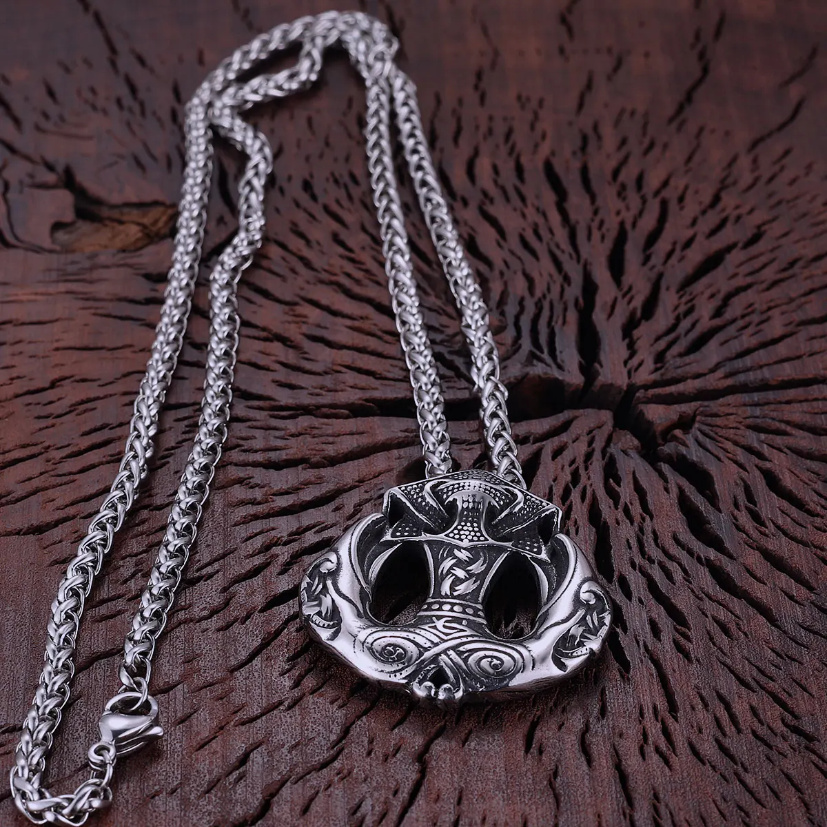 Stainless Steel Nordic Mythology Odin Raven Huginn Muninn Pendant Men's Celtic Knot Rune Amulet Necklace Jewelry Gift