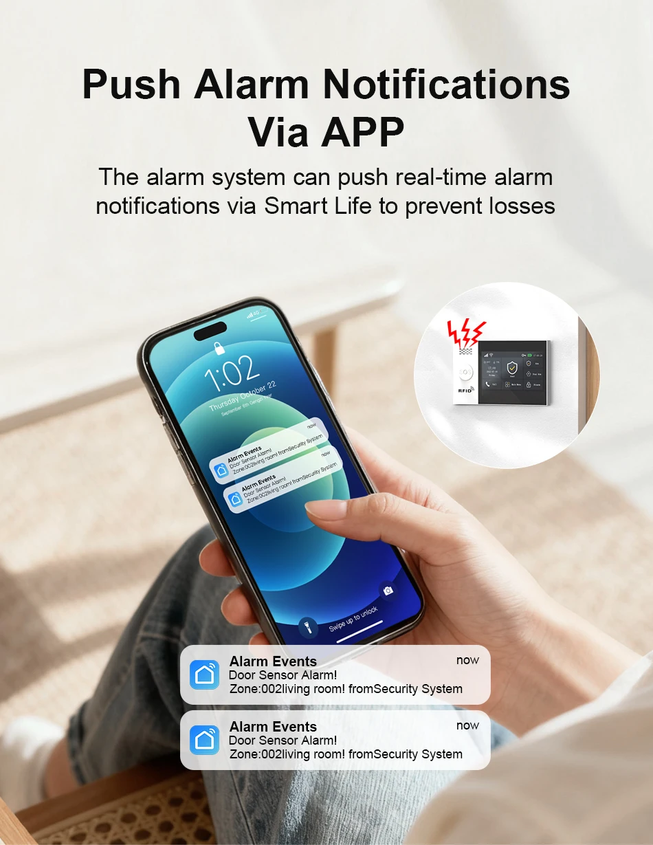 2.4G WIFI Smart GSM Alarm System Work with TUYA Smart Life Security Protection For Home with PIR Wireless Solar Siren Alexa