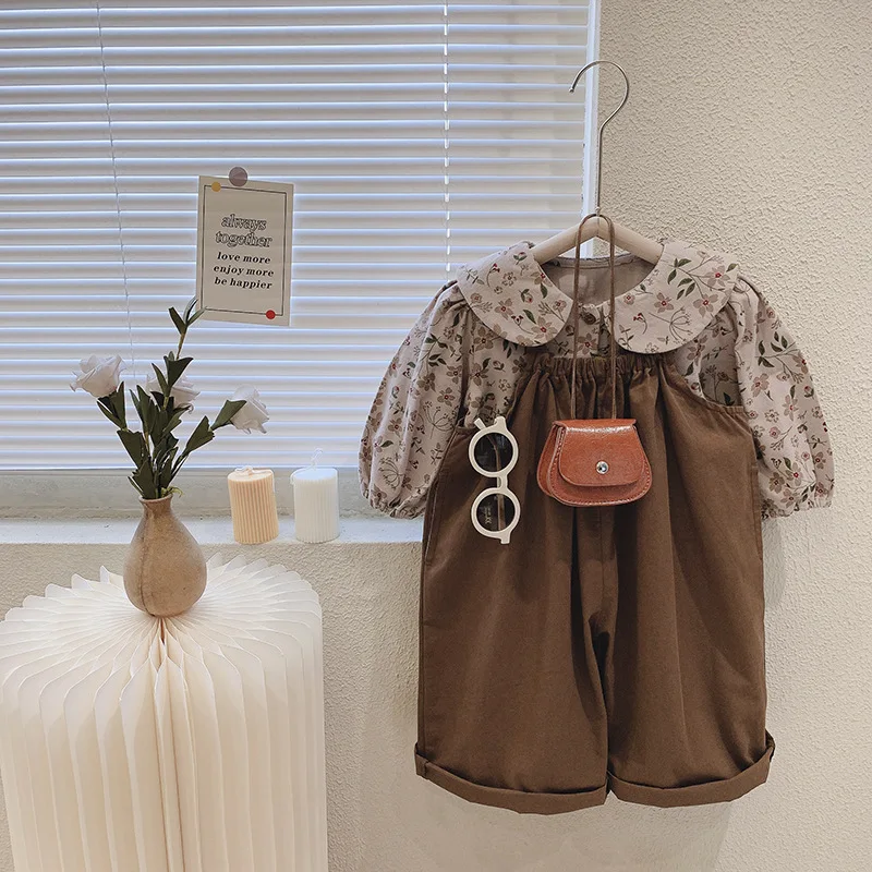 

Children's Clothing Girls Fashion Suit Floral Shirt + Casual Loose Pants Two Piece Set