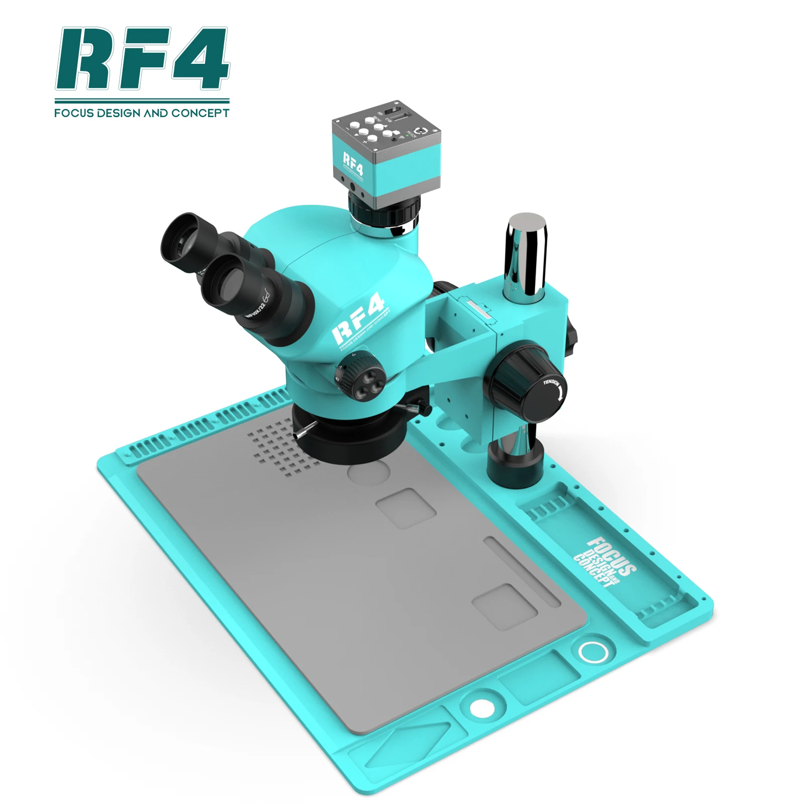 RF4 7-50X nowa aktualizacja HDMI 2K kamera PBC naprawa antystatyczna podkładka analogowa ostrość Trinocular Stereo Zoom mikroskop RF7050TVD2-2KC2