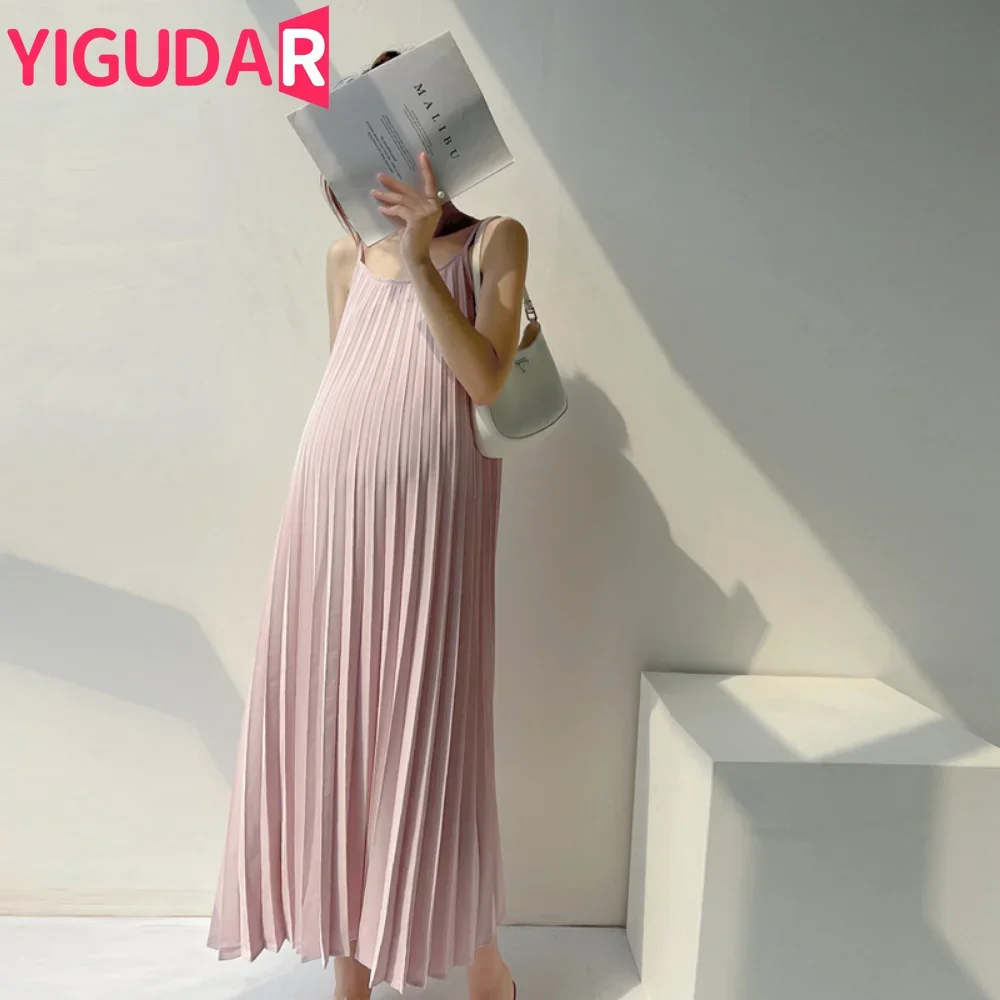 

Summer Korean Fashion Maternity Sling Dress Chic Ins Clothes for Pregnant Women Hot Loose Pregnancy pregnant women clothing