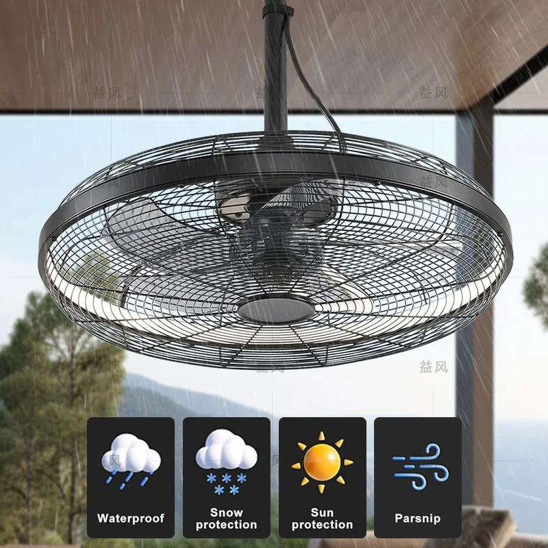 

Cage retro fan light Hook type ceiling fan light Outdoor electric fan light Balcony for copper