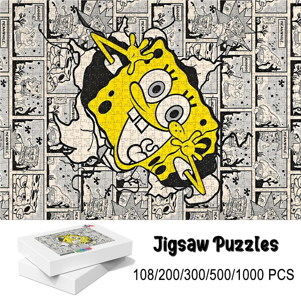 SpongeBob SquarePants Gioco puzzle da pavimento in legno stile fumetto Conteggi vari pezzi - 108/200/300/500/1000 pezzi disponibili