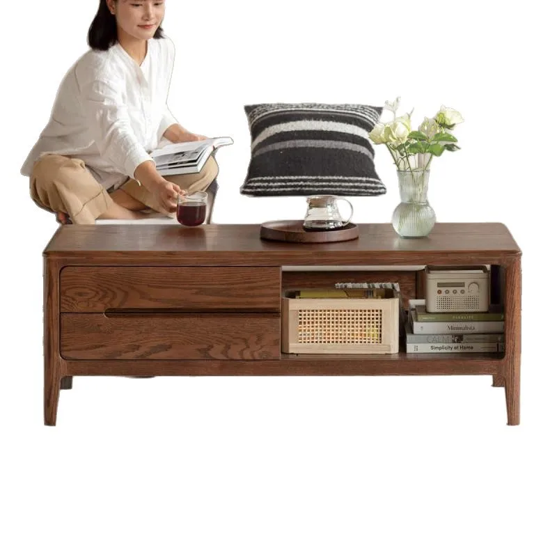 

Solid wood coffee Nordic coffee table Modern simple tea table Small apartment living room Oak square tea table