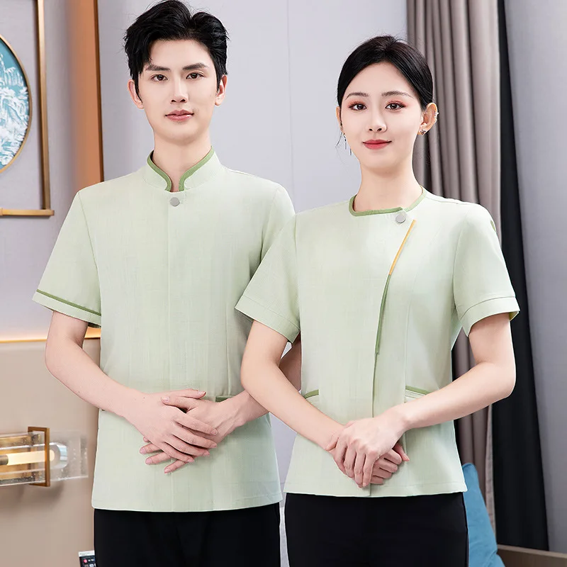 

Women's Cleaning Uniform Short Sleeve Set Breathable Housekeeping Suit for Hotel Hospital Mall Maid Staff Workwear Comfort