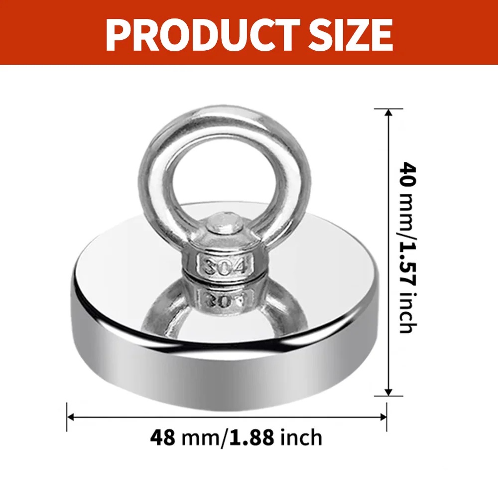 Super neodymium fishing magnet with eye bolts 16-60mm strong adsorption, yard, lawn, outdoor fishing search assistant. image 3