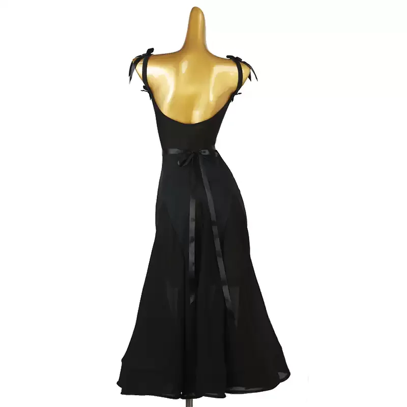 Black Waltz Dress Lyrical Dance Costume Women Competition Suit Modern Dancewear Girl Match Sport Jazz Sets Fashion Clothes