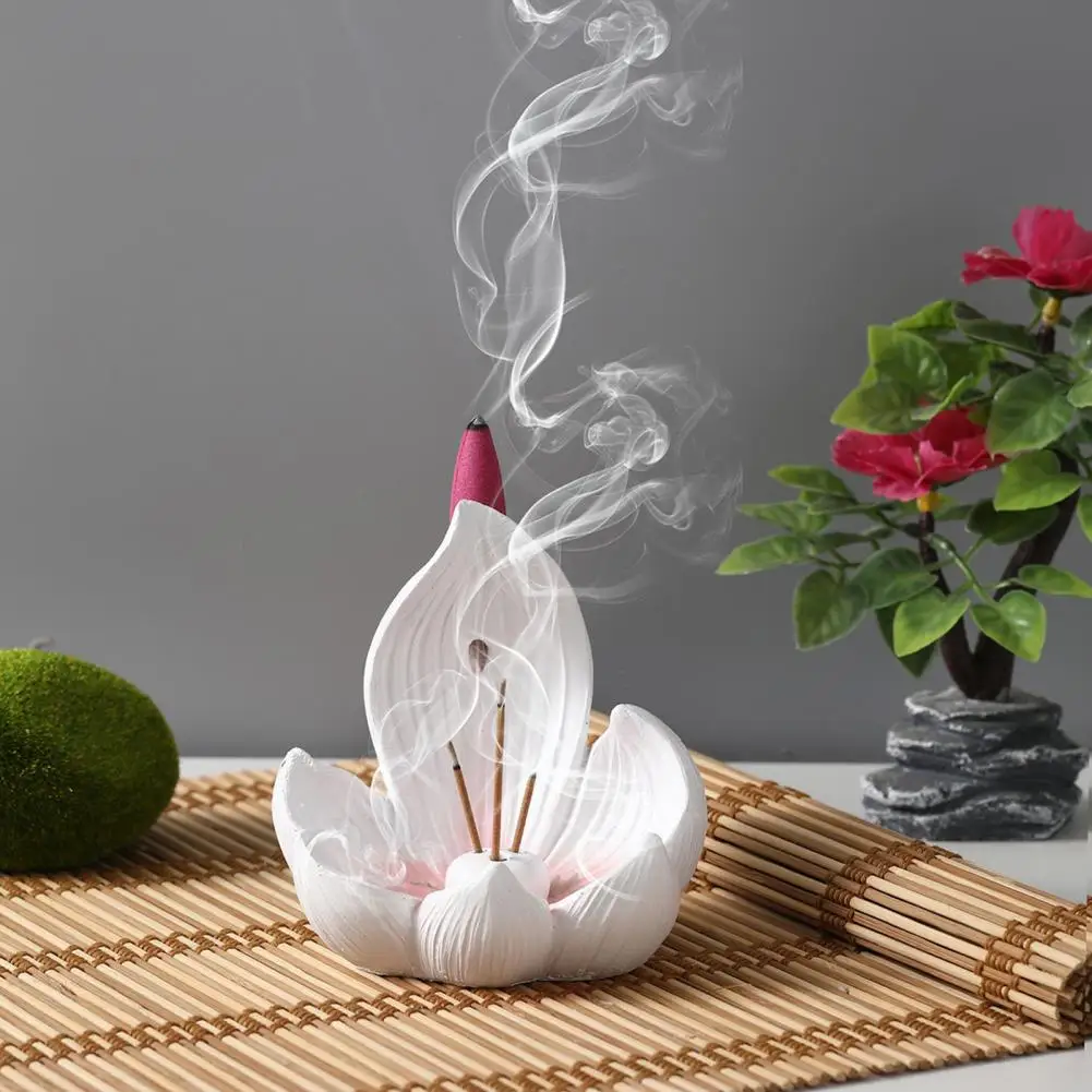 Lotus Incense Stick Holder Table Centerpiece Backflow Incense Burner Resin Incense Cone Holder Home Decor view 3