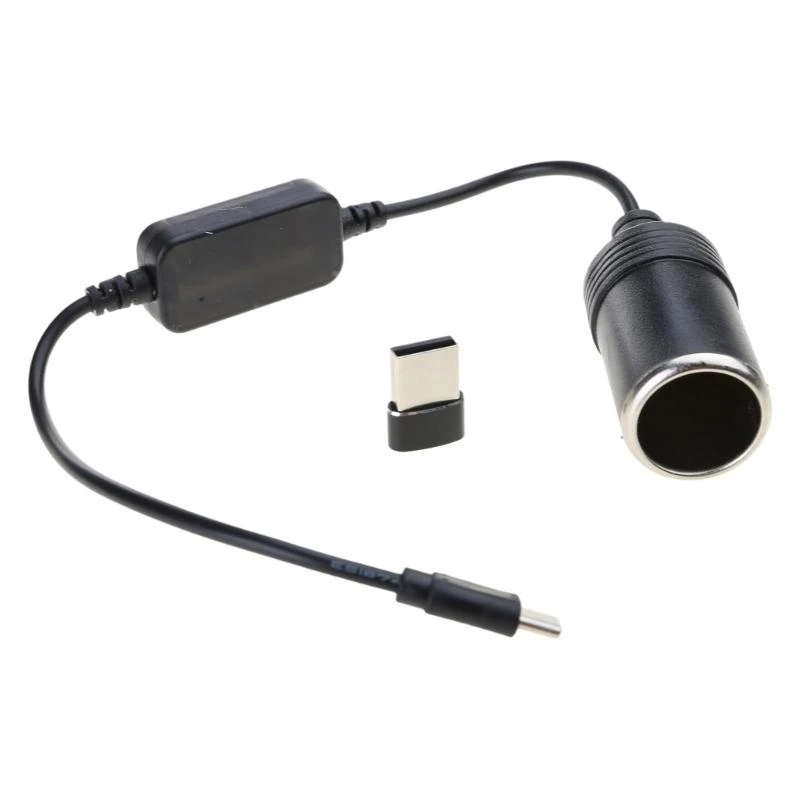 

652F Car Accessory 5V3A USB C Input to 12V1A Output Cigarettes Female Socket Adapter Cord for Car Driving Record