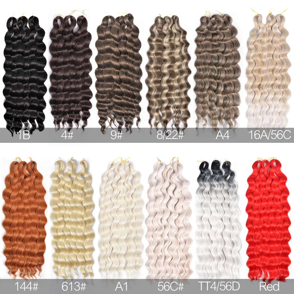 Anna torção crochê tranças de cabelo 24 Polegada solto onda profunda crochê cabelo ombre tira branco extensão do cabelo sintético onda água cabelo