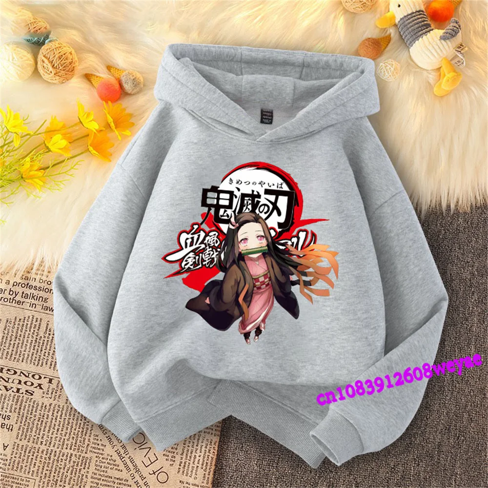 Demon Slayer Spring And Autumn Children Boys And Girls With Hoodie Sweater Top Cartoon Printing Children\'s Sportswear Coat Baby