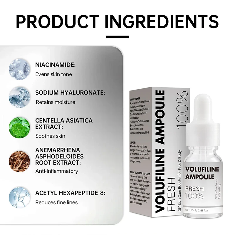 Volufiline Asiatica Ampoule Face Serum 10ml Plumping Soothing Niacinamide Radiant Glow Hydrate And Moisturize For All Skin Types