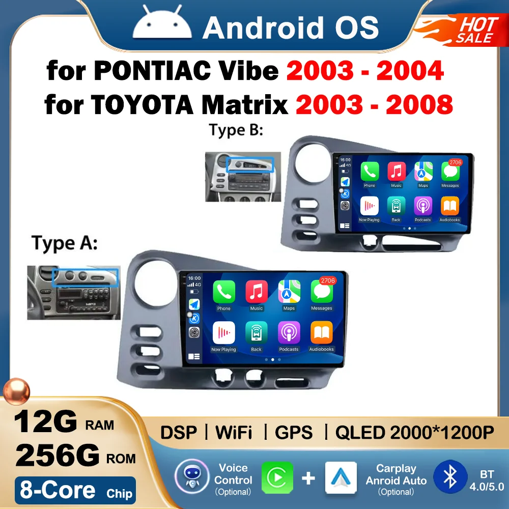 Pro PONTIAC vibe 2003 - 2004 pro Toyota matice 2003 - 2008 auto rádio mulltmedia hráč GPS Android OS Carplay WIFI DSP stereo brian wayne transeau