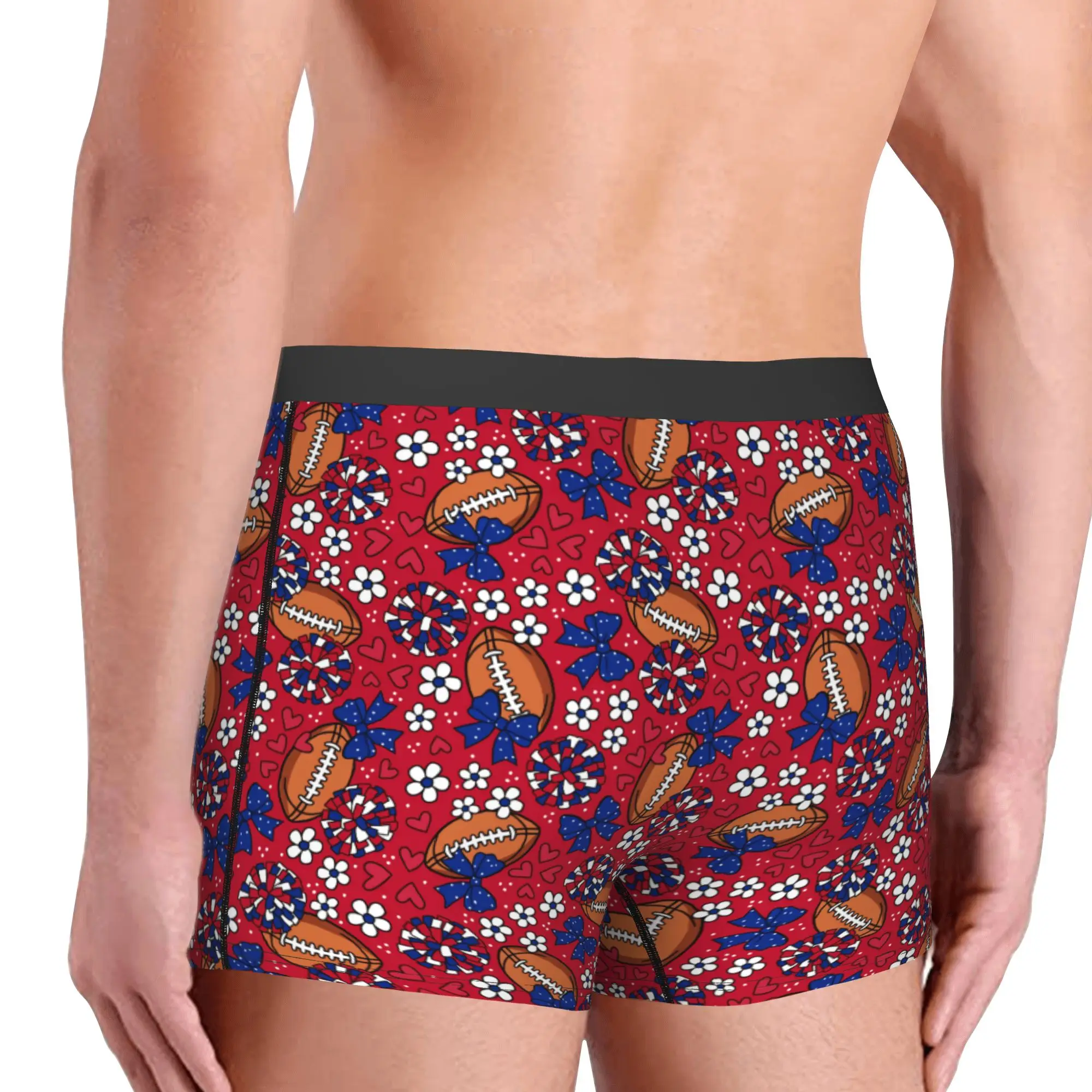 Football Cheer Bows Rugby Union  Underwear Male Print Blue And Red Boxer Shorts Panties Briefs Breathable Underpants