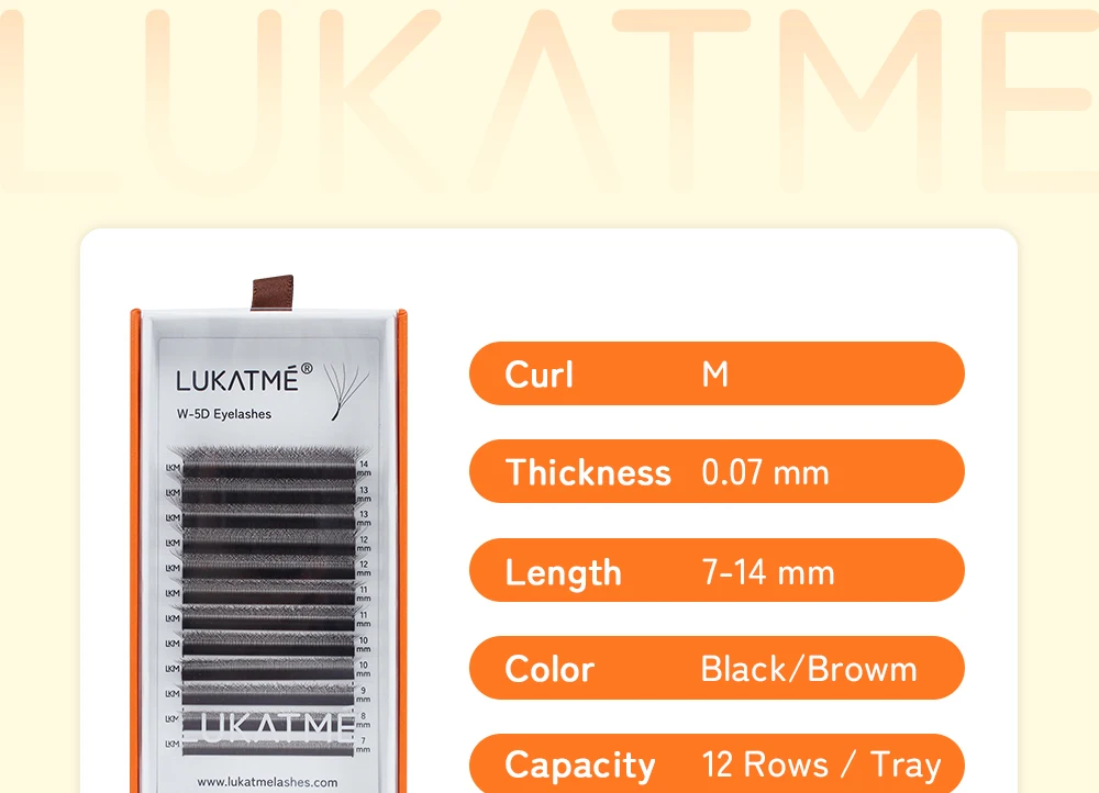 LUKATME M Curl Wimpernverlängerung Vorgefertigte Fächerwimpern Schwarz Braun 4D 5D Fox YY Wimpern 7-14mm BASF LU Künstliche Wimpern – Detail 2