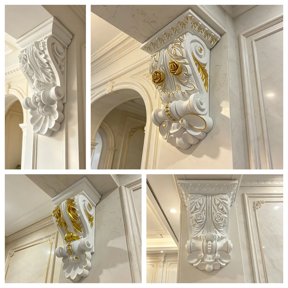 PU Corbels Beam Header Columns Artificial Gypsum Lightweight Ornaments  Decorative Brackets For Doorway Interior Wall Renovation