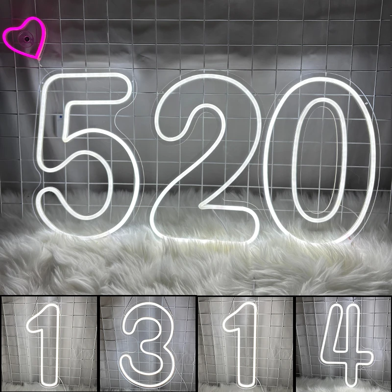 50cm LED Neon Numbers Sign Led Lights Sign for Birthday Party Wedding Anniversary Celebration Home Number Light Wall Decor
