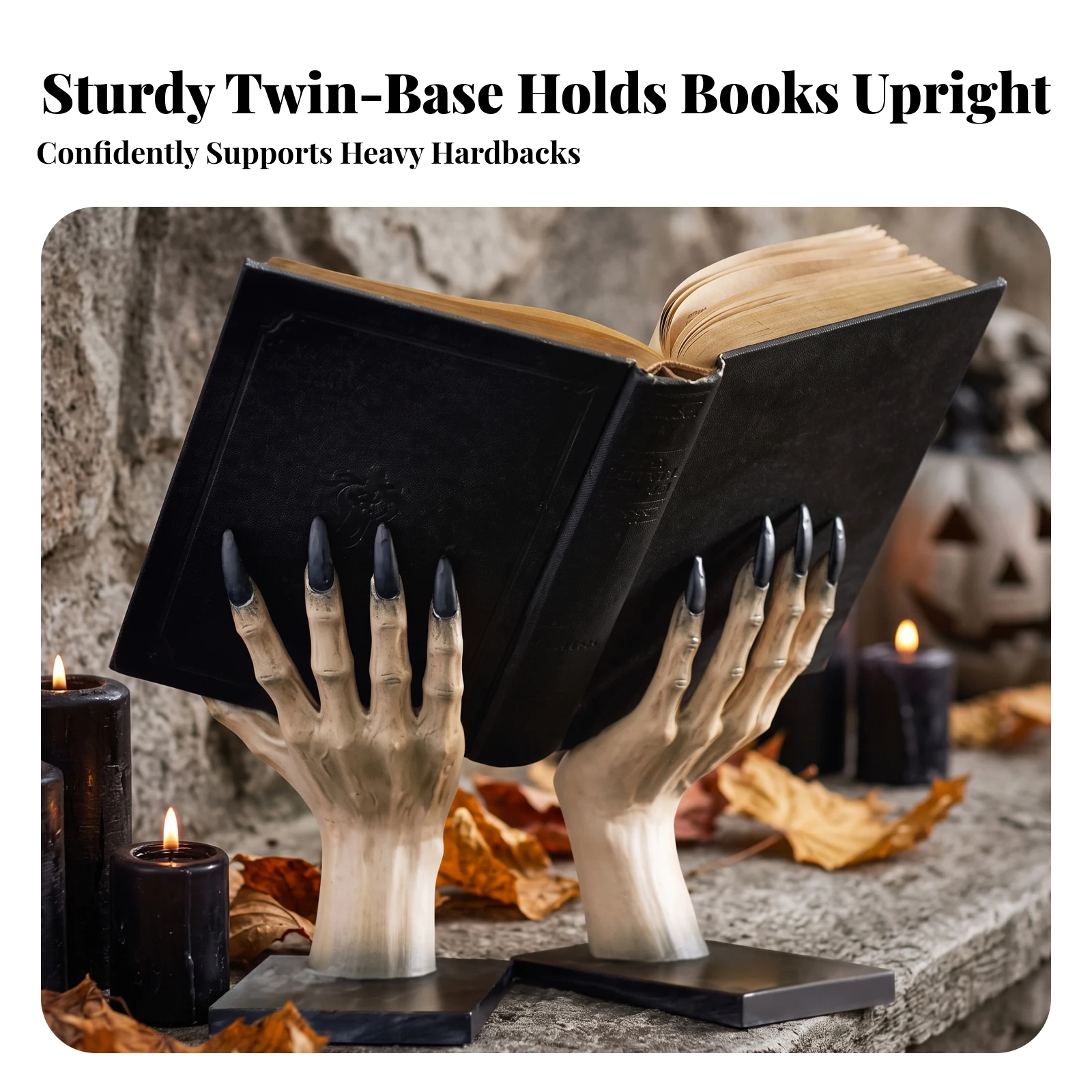 Witch Hand Bookends Witchy Gothic Hand Bookends Decor Spooky Halloween for Bookshelf, Reading Nook