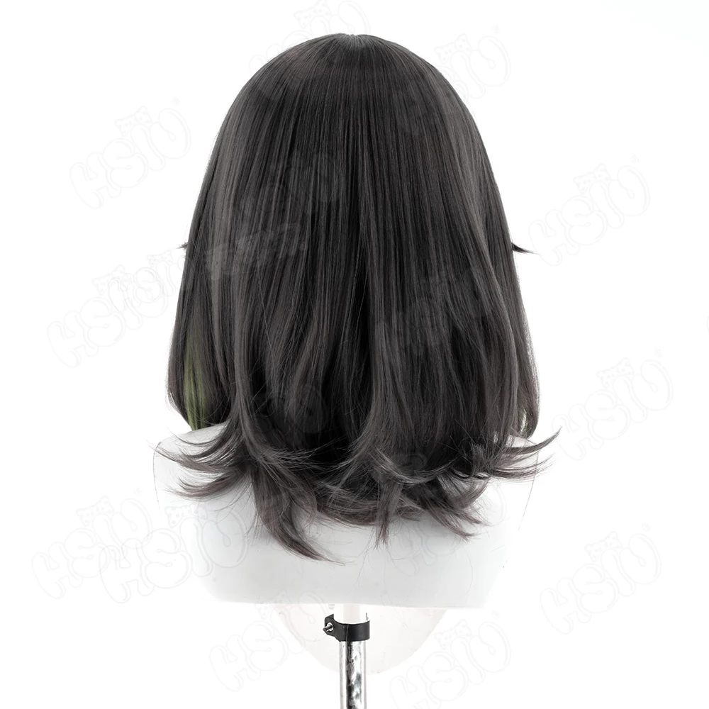 Jeu FF14 Sefina Sefina Cosplay perruque 40CM gris mélangé jaune vert cheveux courts perruque synthétique + bonnet de perruque fête Halloween perruque