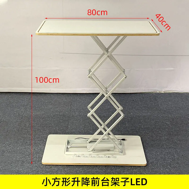 Rectangle LED luminous hydraulic lift advertising promotion cylinder front desk exhibition patting table fast screen show