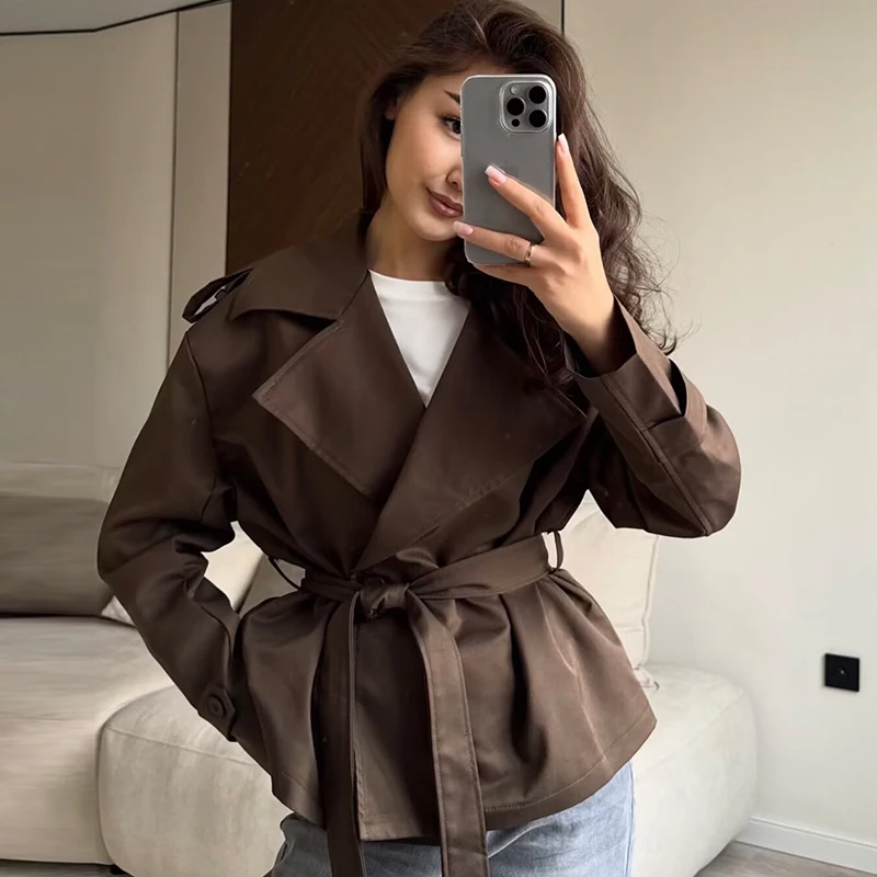 Women's Jackets Blouse 2026 Autumn New Fashion Youth Loose Belt Elegant Warm Jackets Women's Chic Autumn Youth Street Coats