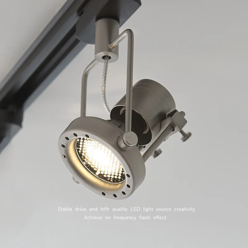 Industrial Anti-Glare LED Track Light Gu10 Angle Adjustable Rail Spotlight Living Room Bar Clothing Store Wall Wash Ceiling Lamp