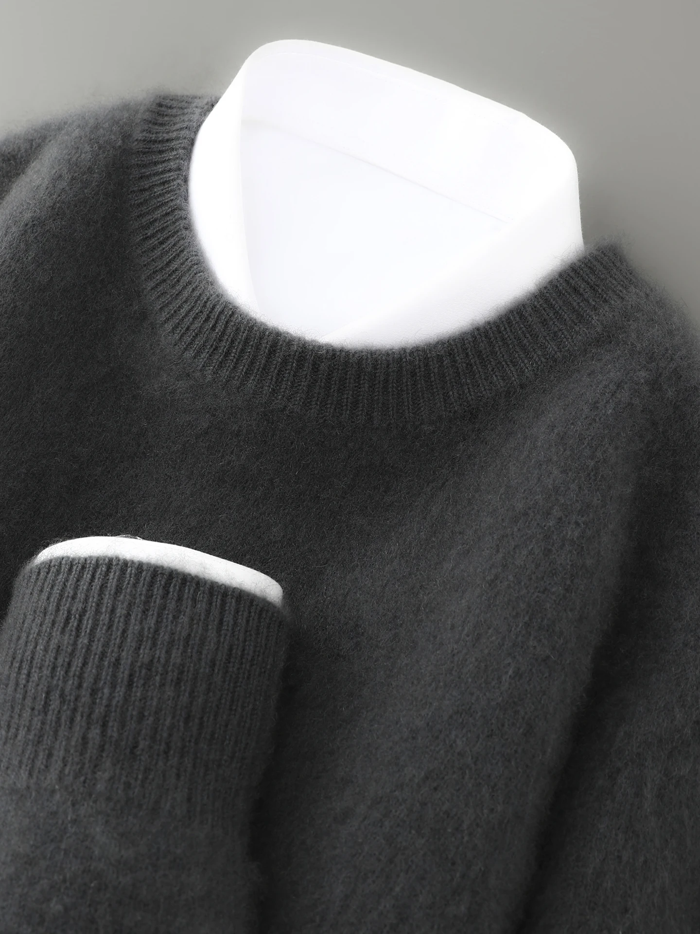 

Autumn Winter Thiened 00 Pure Wool Men's round Ne Sweater Loose Large Size Knitted Base irt Casual Comfortable Soft