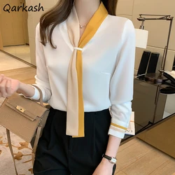 Patchwork Elegant Blouses Women S-3XL Slim All-match Social Business Chiffon Popular Cozyy Simple Stylish Spring Soft Office New