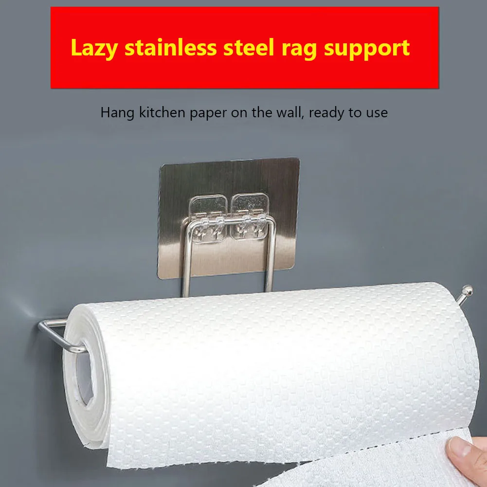 Hanging Toilet Paper Holder No Drilling Roll Paper Holder Self-Adhesive Practical Roll Holder Paper Rack For Under Cupboards