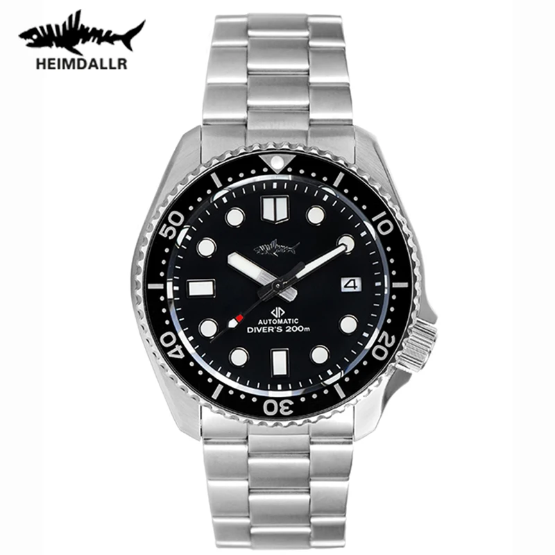 HEIMDALLR Shark SKX007 Men\'s Watch C3 Luminous Dial Sapphire Diver Watch 200M Waterproof NH35A Automatic Mechanical Wristwatch