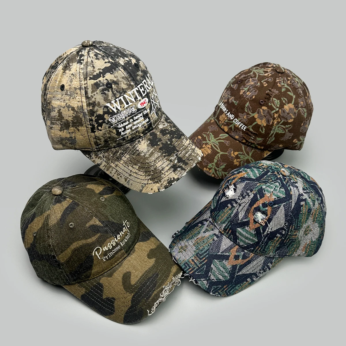 

Camouflage Flowers Star Letter Embroidery Baseball Hats New Men Women Sunshade ins Versatile Personal Fashion Retro Peaked Caps