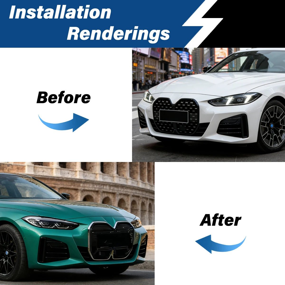For BMW G26 4-Series I4 EDrive M50 2022 2023 Automobile Front Air Intake Grille Sport Style Radiator Grill Body Modification Kit
