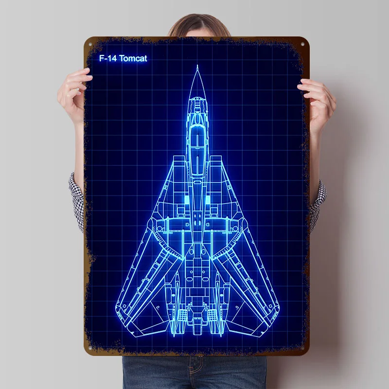 F 14 Tomcat Metal Poster Custom Wall Art Retro Vintage Tinplate Signs for Decoration Home Decor Accessories House Wand Deko Room
