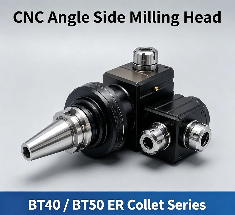 Bidirectional CNC Angle Side Milling Head BT40 BT50 With ER Series Collet For Machining Center Side Face Machining Operation