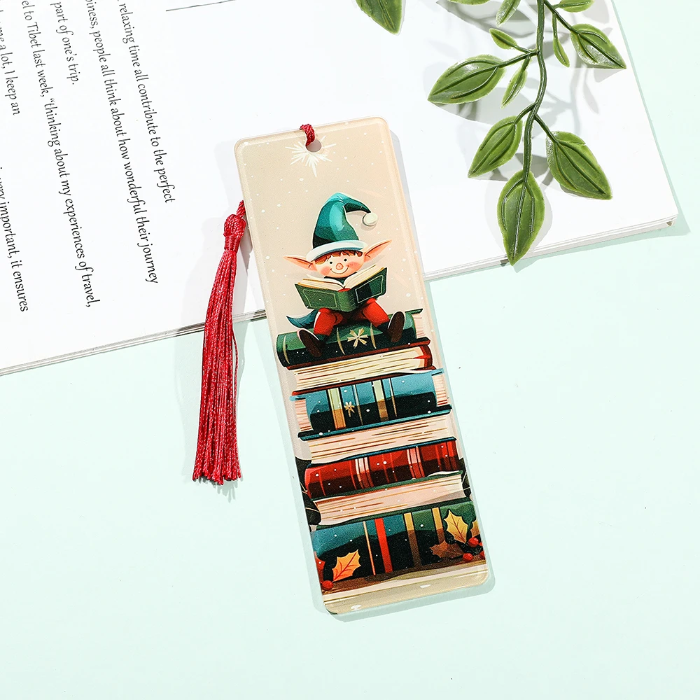 Pembatas Buku Baca Akrilik dengan Hadiah Keluar Rumbai Merah untuk Rekan Wanita, Hadiah Perpisahan untuk Guru Rekan Karyawan Perawat