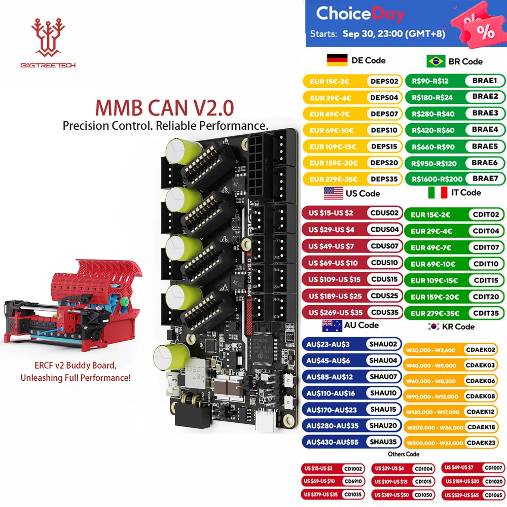 

BIGTREETECH MMB CAN V2.0 Board STM32G0B1RET6 MCU Support EZ Drivers Klipper Precision Control ERCF V2 for Voron V2.4 DIY AMS