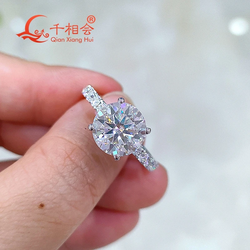 4ct 10mm round Moissanite Diamond Ring 2/3 Band 925 Sterling Silver D Color VVS Wedding Jewelry Making Engagement Ring