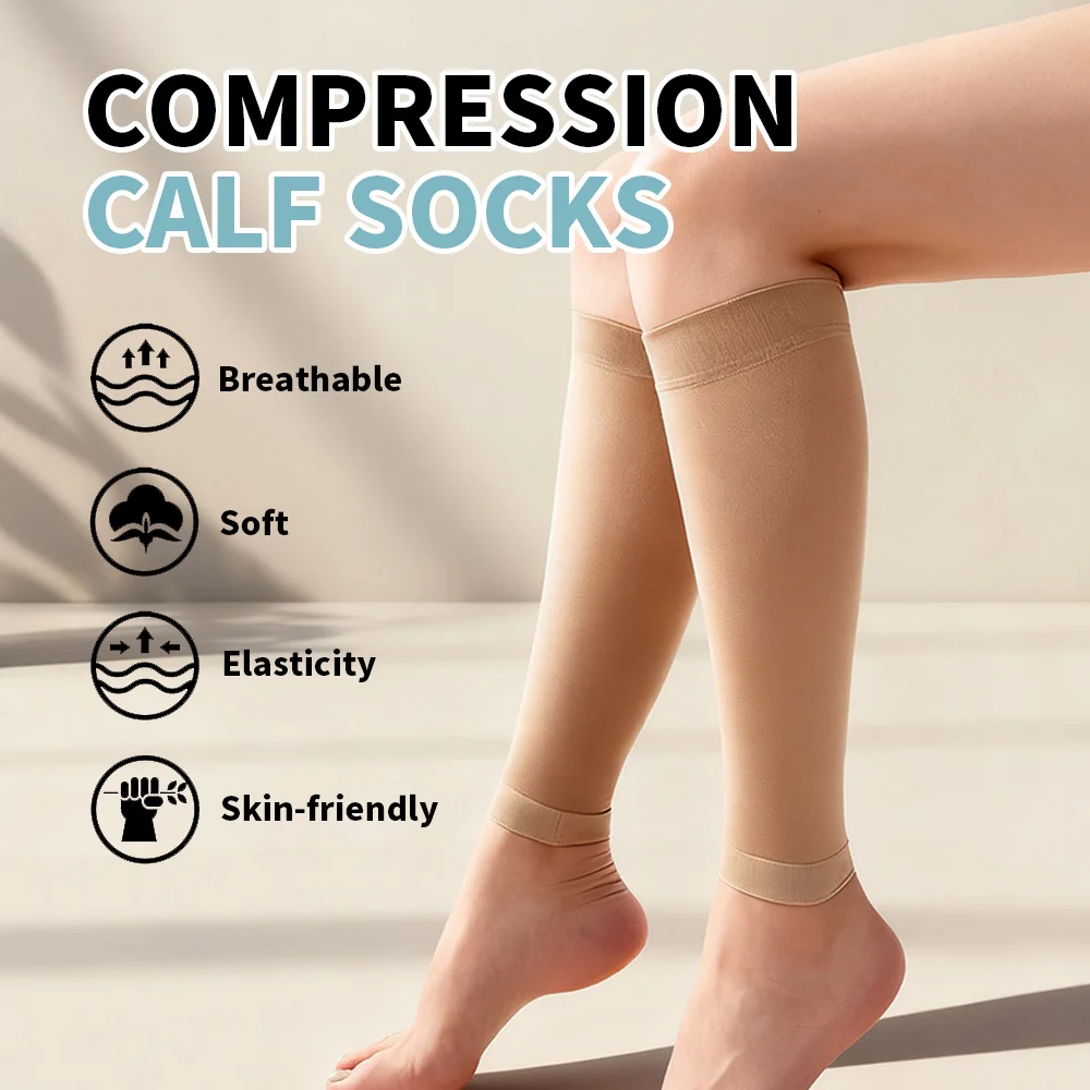 Hh Compression Calf Support Sleeves Leg Footless Pressure Socks for Splints Varicose Veins Lymphedema Running Cycling