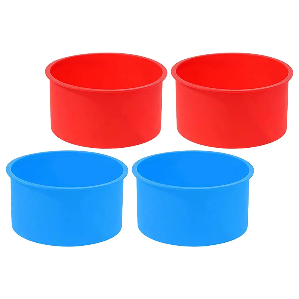

4 Pcs Molds 4 Inch Round Mousse Silicone Molds Baking Pan Cookie Mold Set Blue Red Color High Temp Kitchen Bakeware