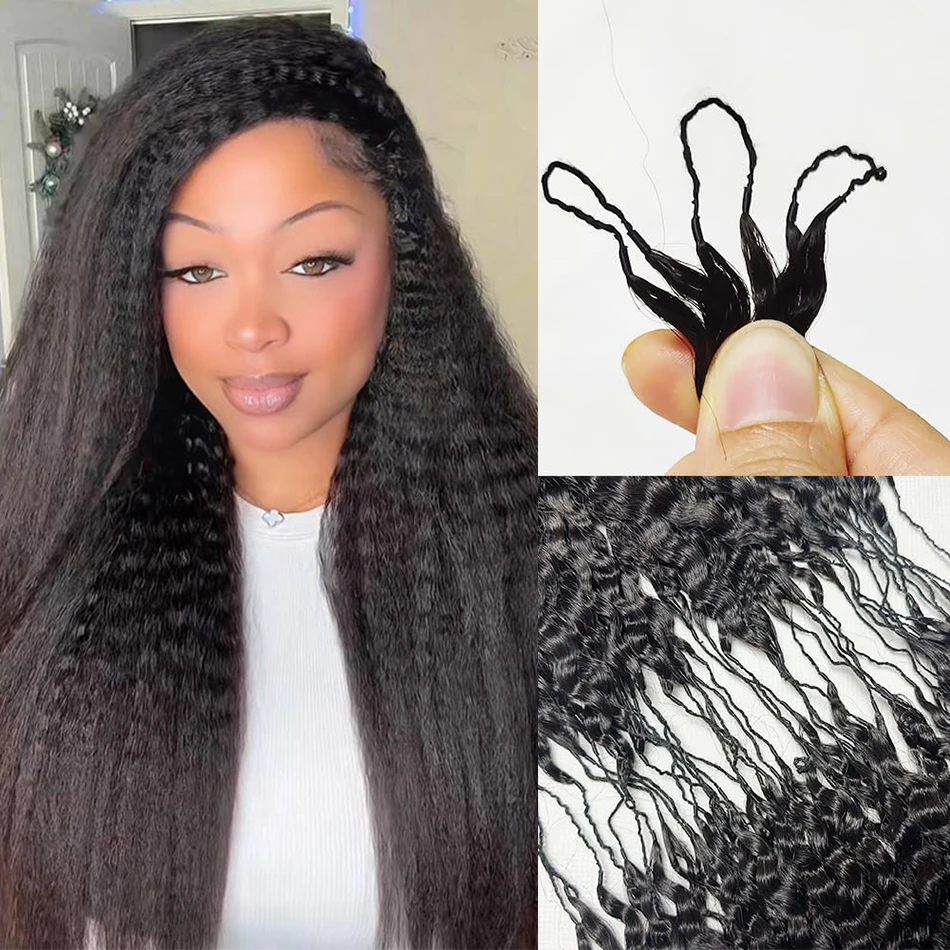 

12A Feather Crochet Kinky Straight Human Hair Extensions Knotless Invisible Pre-Segmented 100% Remy Crochet Human Hair Bundles